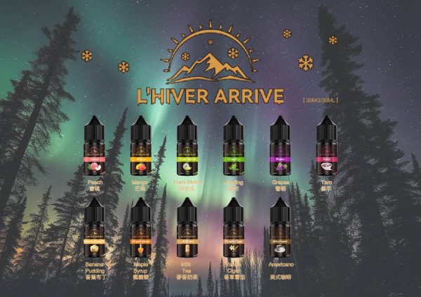 L’HIVER ARRIVE 冬日來臨30ml煙油全系列展示圖，12款無涼感口味完整一覽
