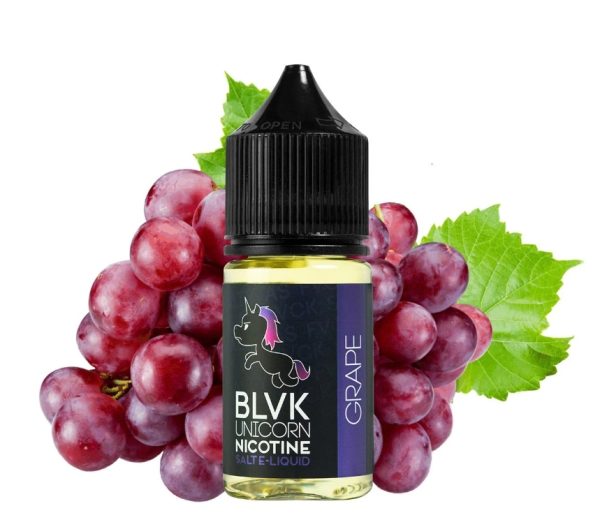 BLVK 葡萄煙油產品照、BLVK 葡萄果香鹽油瓶身展示
